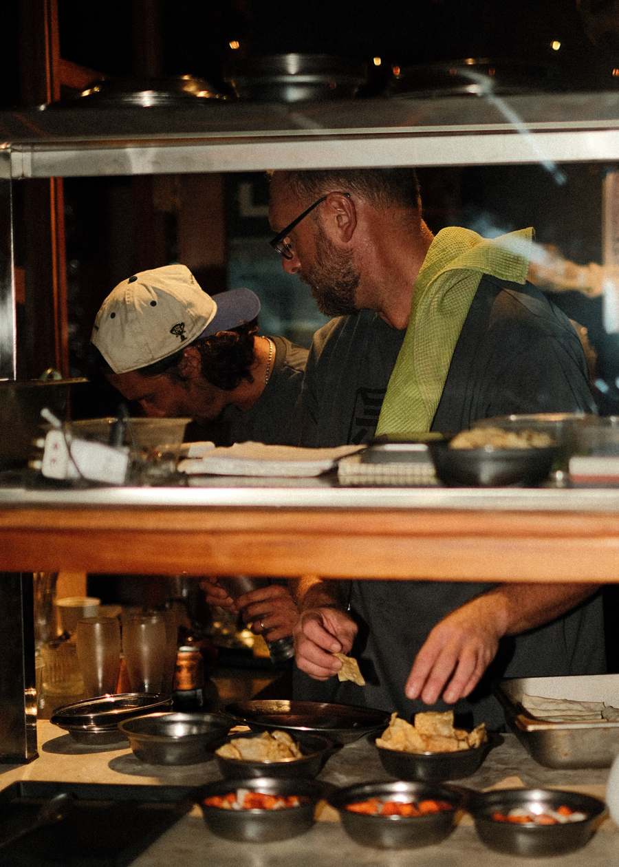 Chefs working the open kitchen